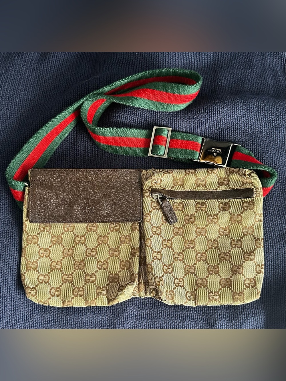 Gucci Vintage GG Canvas Web Waist Bag Belt Bag 28566